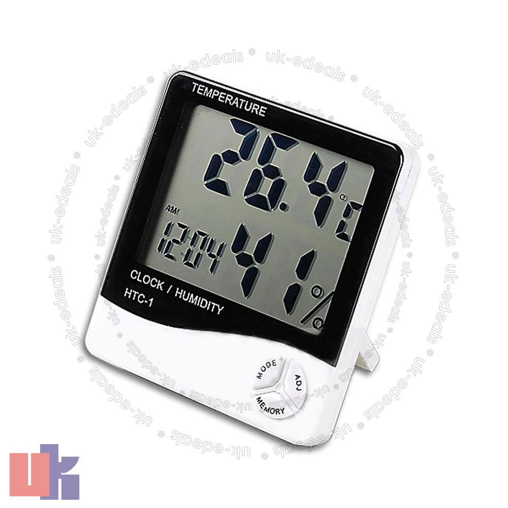 Digital LCD Temperature Humidity Hygrometer Room Indoor Thermometer Clock UKED - Afbeelding 1 van 1